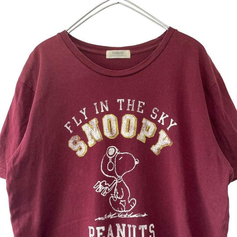 PEANUTS スヌーピーロゴプリント半袖Tシャツ/メンズL g3