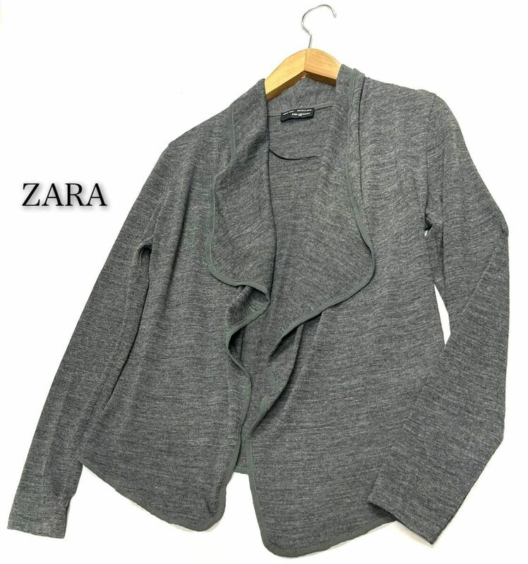 ZARA COLLECTION W&B★ザラ★（M）薄地ニット 日除け 前開き ボレロ カーディガン/チャコール系