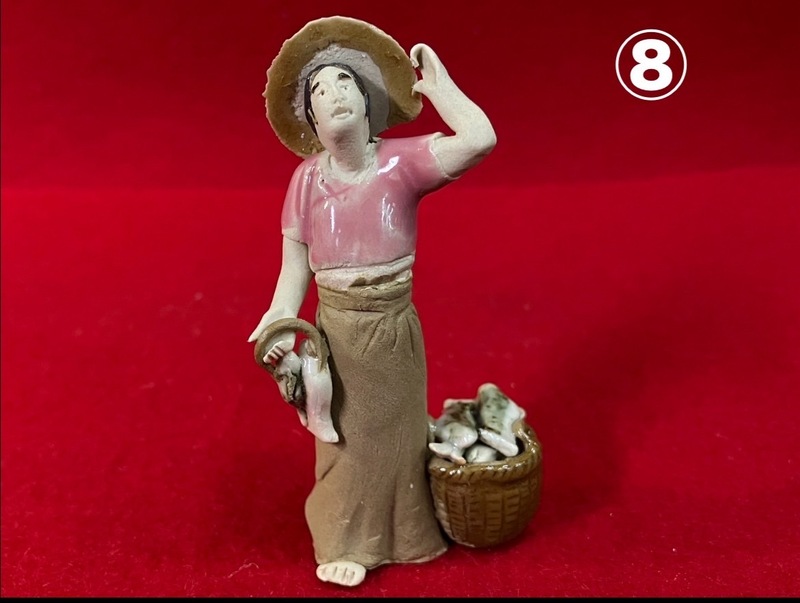 ⑧中国広東省石湾の伝統工芸品の豆人形　石湾焼　陶器　中国美術