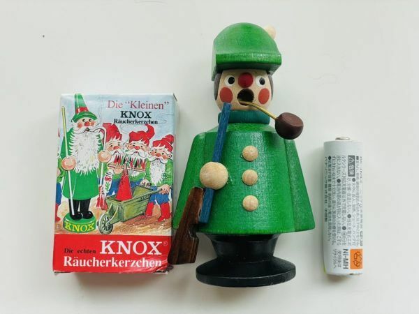 美品　ドイツ製 お香立て 煙人形 KNOX お香おまけ クリスマス 香炉 木製 煙だし人形 北欧　手渡しok