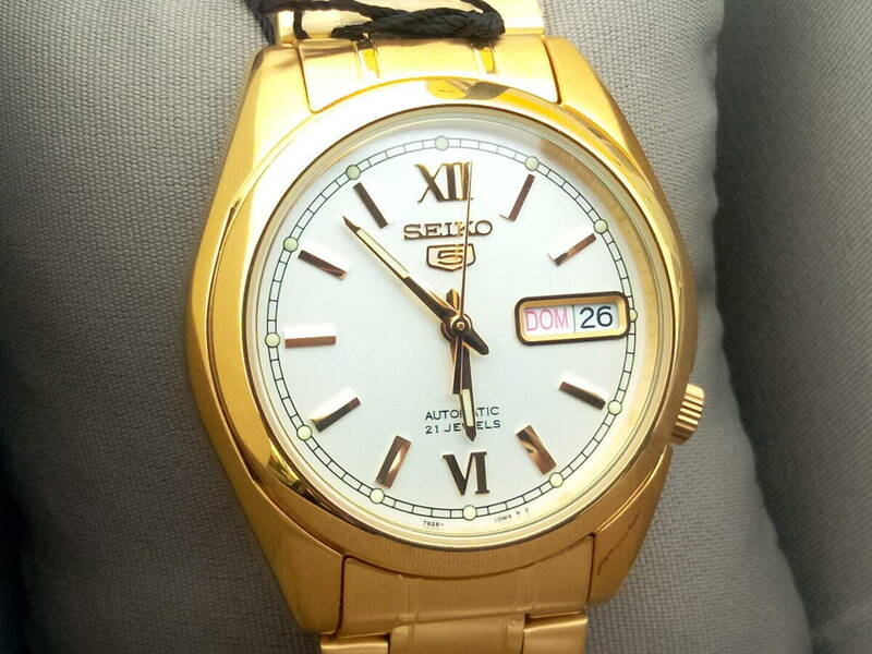 新品未使用　セイコー SEIKO 5 腕時計 自動巻き ゴールド 海外モデル SNKL58K1 メンズ 
