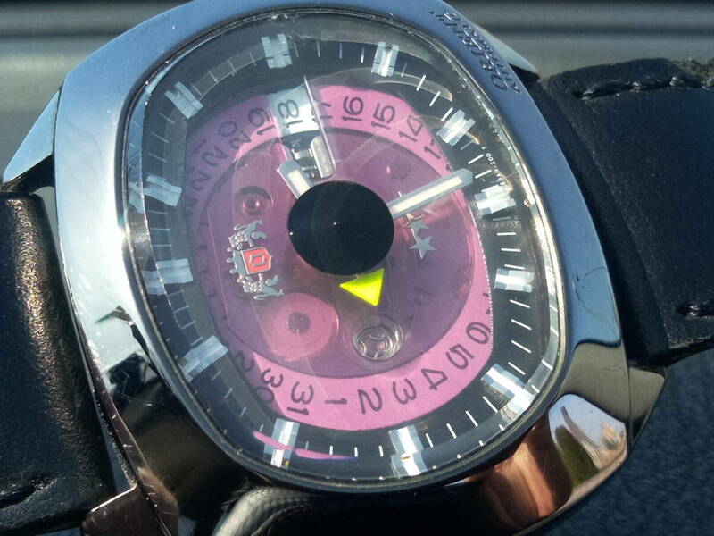 ORIENT　オリエント　スリースター　自動巻き　70’ｓTVブラウン管デザイン　パープルスケルトン　メンズ腕時計