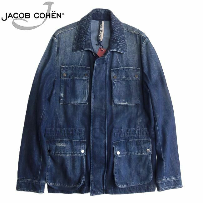 【12万新品！】ヤコブコーエン JACOB COHEN 色落ち加工 デニム ジャケット J8084 00991W3 49C01 003 インディゴ 50サイズ 本物 SALE