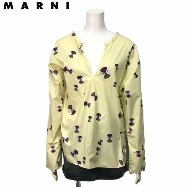 【5.4万新品】MARNI マルニ ゆるふわ ドロップショルダー アシンメトリー カットソー （長袖シャツ） 42サイズ 本物 SALE