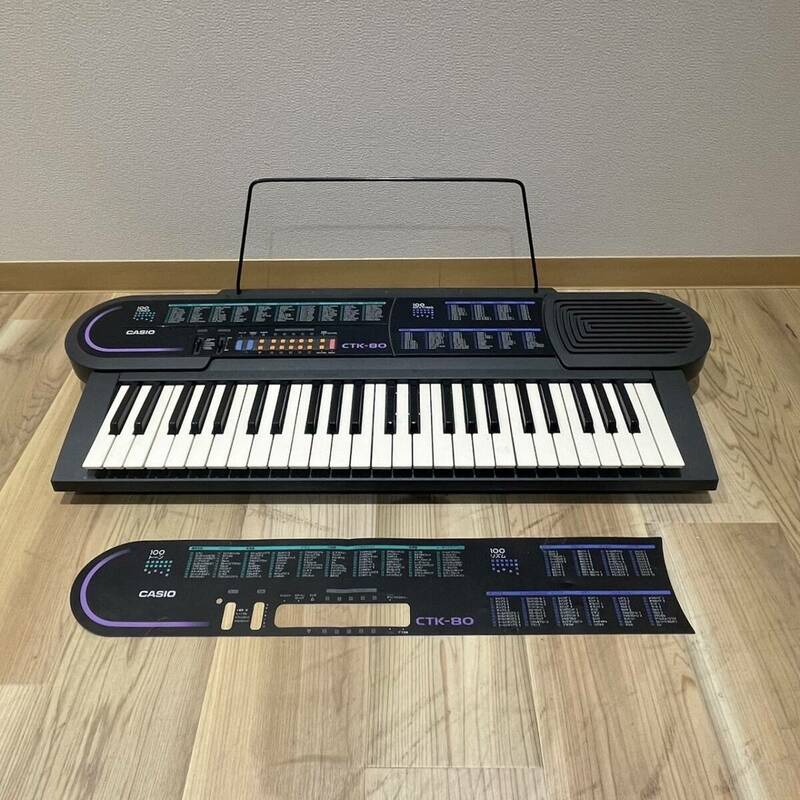 【AMT-10069】CASIO カシオ 電子キーボード CTK-80 電子ピアノ 鍵盤楽器 49鍵盤 電子ピアノ ブラック 100リズム 音楽 楽器 ジャンク品 曲
