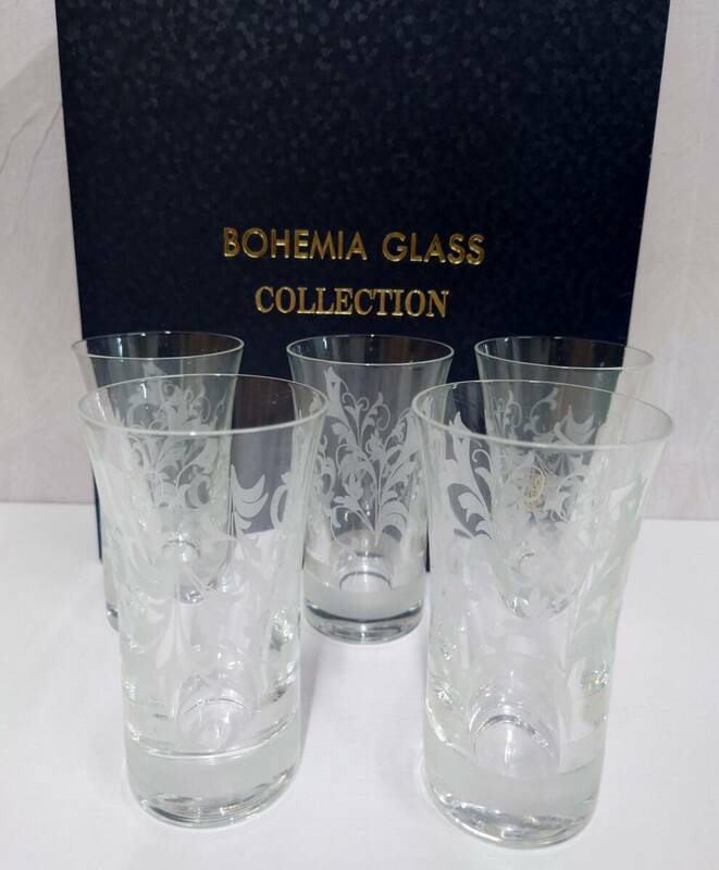 BOHEMIA GLASS COLLECTION★ボヘミア一口ビールグラス5個★未使用