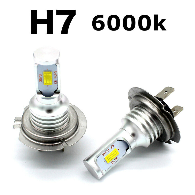 H7 60W 6000K LEDヘッドライト フォグランプ 車検対応 ホワイト LEDバルブ 車用 6000Lm 高輝度 耐久性 防水 簡単装着 2個入り