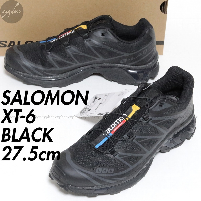 UK9 27.5cm 新品 SALOMON XT-6 スニーカー Black サロモン ブラック 黒 Phantom ファントム ADVANCED アドバンスド