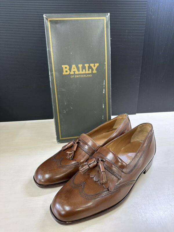 〇 美品 未使用 保管品 BALLY バリー 8D 約26cm レザーシューズ ビジネスシューズ ローファー スイス製 ブラウン 革靴 メンズ