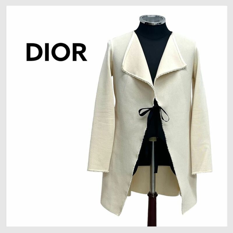 高級 Christian Dior クリスチャン ディオール シルク コットン混 ロング カーディガン レディース 5E24263AM560