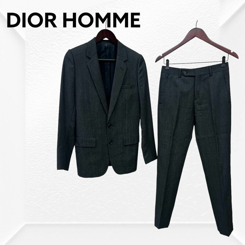 DIOR HOMME ディオールオム 08AW ウール グレンチェック ノッチドラペル 2B テーラードジャケット＆スラックスパンツ セットアップスーツ