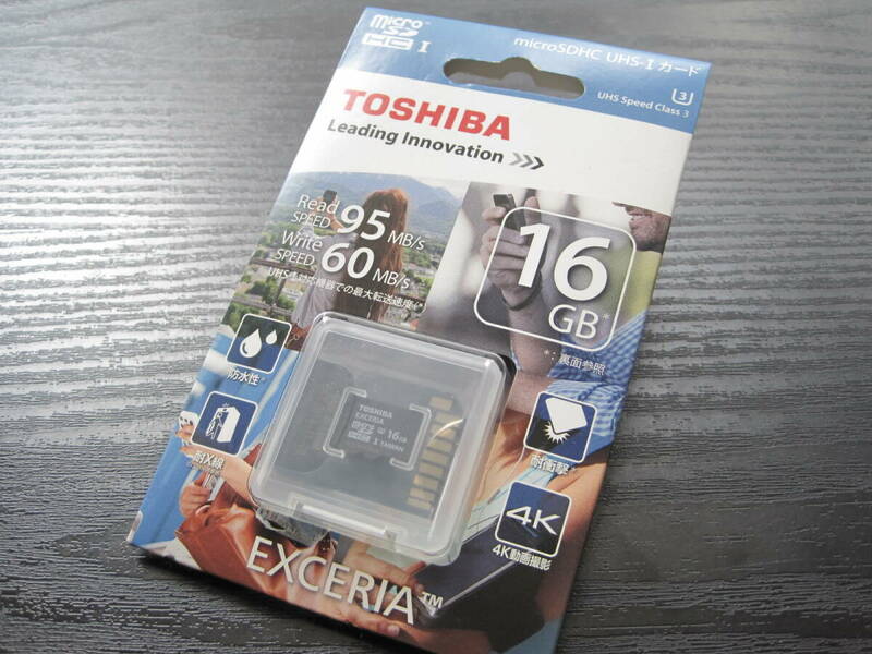 新品 東芝 TOSHIBA microSDHC 16GB EXCERIA UHS-1 (UHS speedclass 3) R95/W60 made in TAIWAN 台湾製