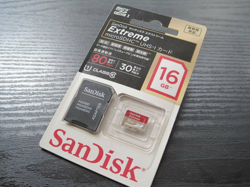 新品 SanDisk microSDHC 16GB Extreme UHS-1 CLASS10 R80/W30 made in CHINA 中国製 サンディスク MLC