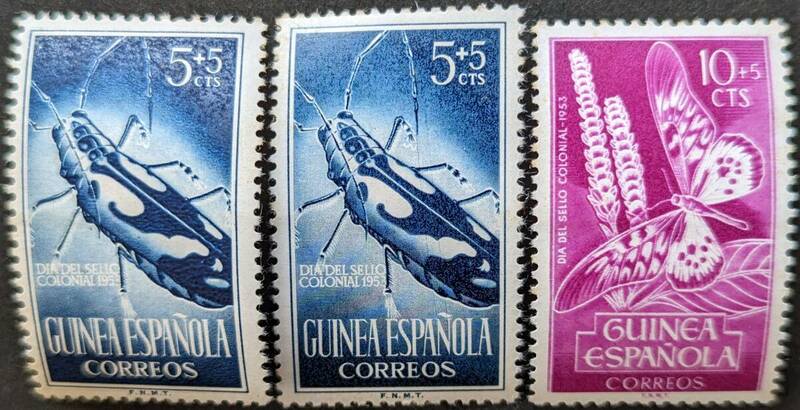 【外国切手】 スペイン領ギニア 1953年 発行 切手の日 - 昆虫 未使用