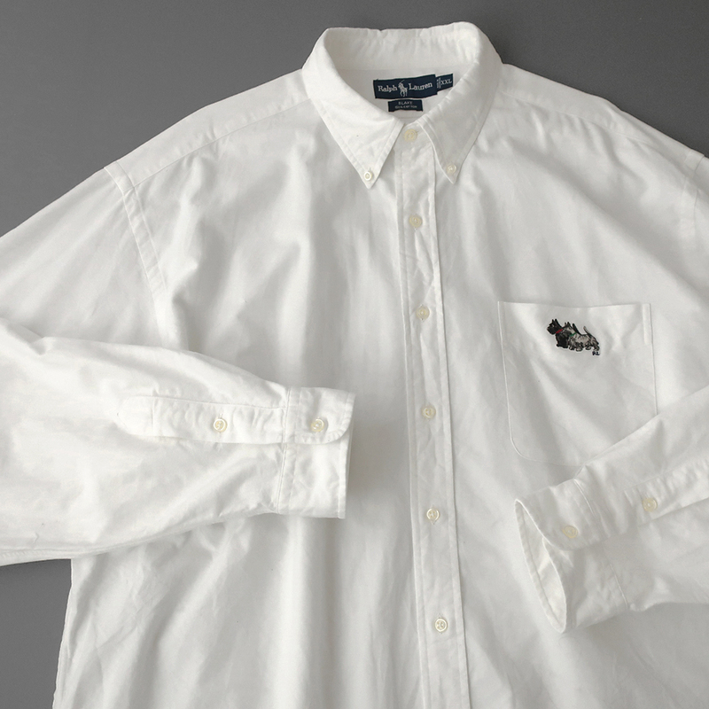 ラルフローレン BLAKE オックスフォードシャツ ドッグ刺繍 胸ポケット ホワイト(XXL)