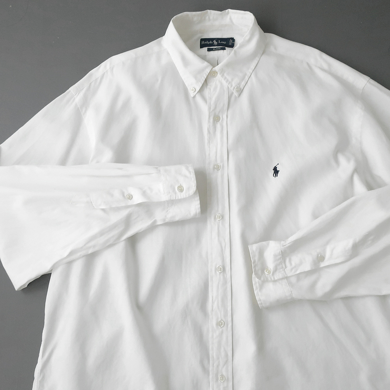 ラルフローレン コットンブロードシャツ ボタンダウン ポニー刺繍 ホワイト(XL)