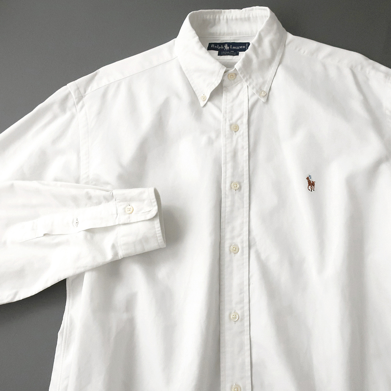 90sジャマイカ製 ラルフローレン YARMOUTH オックスフォードシャツ カラーポニー刺繍 ホワイト 15-1/2(L)