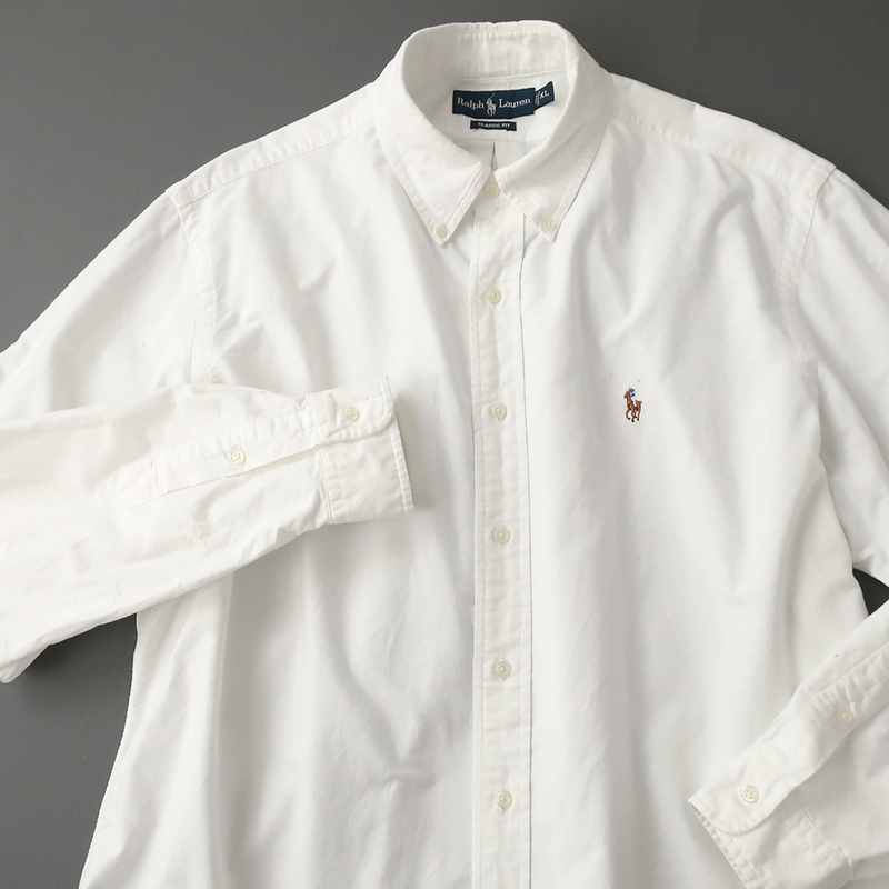 ラルフローレン オックスフォードシャツ ボタンダウン カラーポニー刺繍 ホワイト(XL)