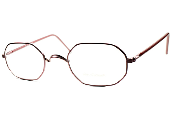 絶妙ANTIQUEインスパイア 1980s MADE IN EU オリバーゴールドスミス OLIVER GOLDSMITH OGコーラルピンクMETAL OCTAGON眼鏡size48/22 a6052