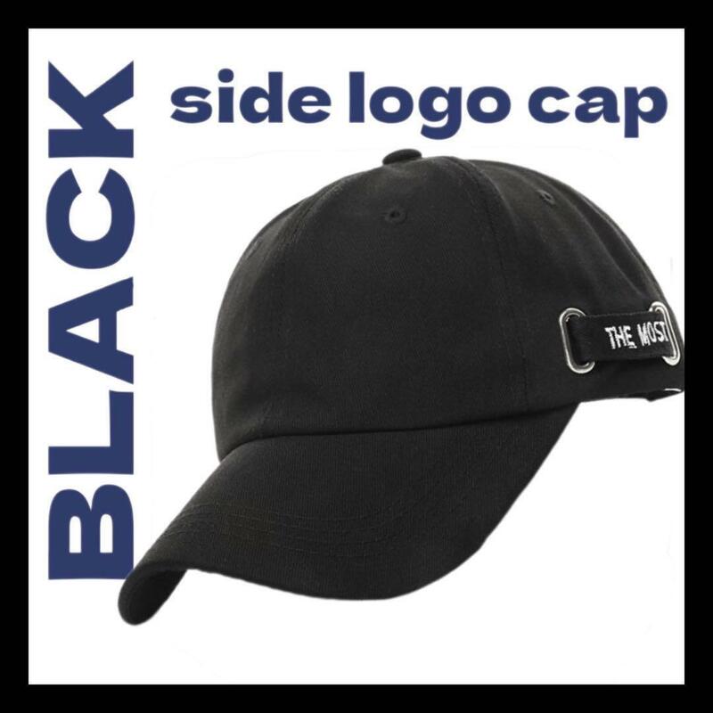 キャップ 深め UV 韓国 ロゴ帽子 ユニセックス ブラック シンプル