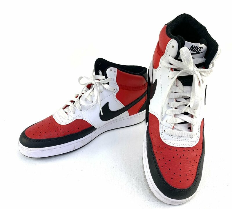 〇【中古品】NIKE ナイキ COURT VISION コート ビジョン MID NBA ミッド DM1186-600 ブラック×レッド 27.5cm：