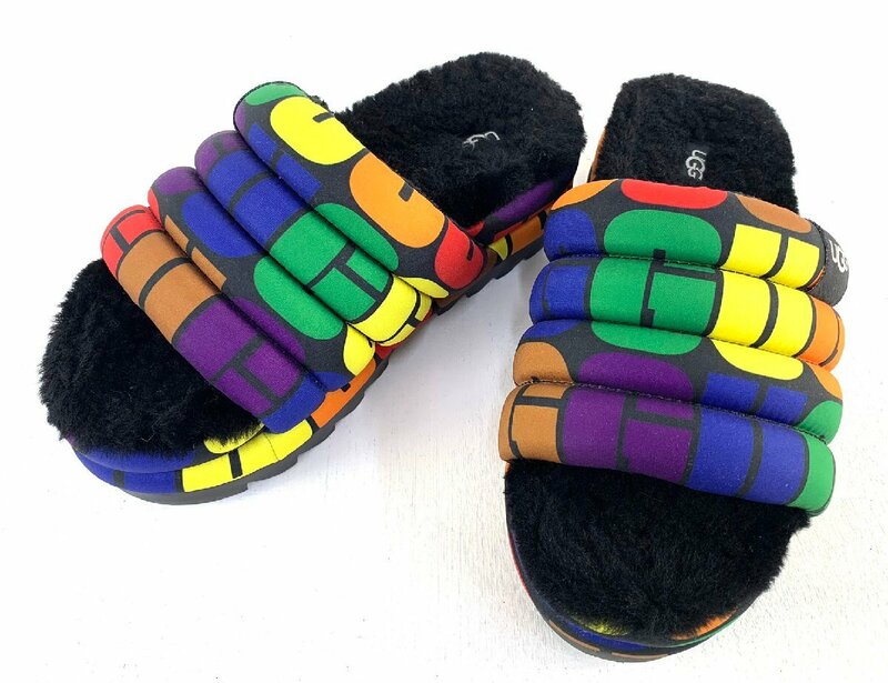 〇【中古品】UGG W PRIDE SLIDE Rainbow Logo 22SS-I アグ プライド スライド レインボー 23cm：