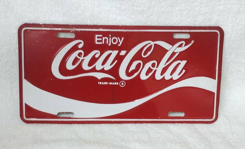 コカ・コーラ Coca-Cola プレート 壁掛け ナンバープレート 看板 金属看板 昭和レトロ ヴィンテージ コレクション 30×15cm 清掃済み