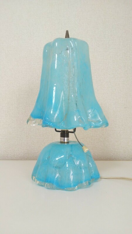 70年代 昭和 レトロ 岩田工芸ガラス テーブルランプ スタンドライト アンティーク 照明 インテリア ランプ ポップ テーブルスタンド 花瓶