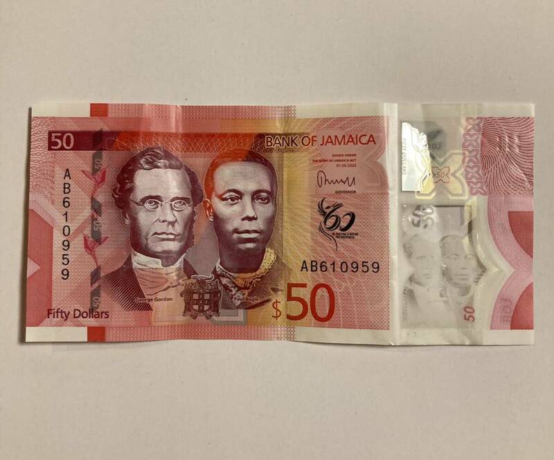 ジャマイカ　50ドル　記念紙幣