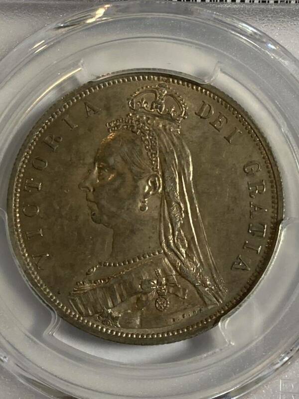 準未使用　1/2 クラウン　銀貨　PCGS コイン アンティークコイン　1887 Jub head