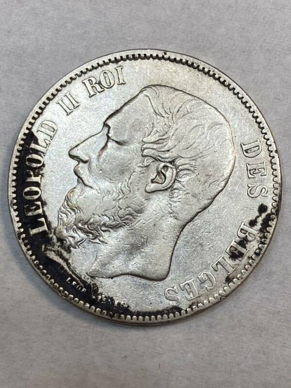 54 1869年　ベルギー　5フラン　銀貨 アンティークコレクション コレクション