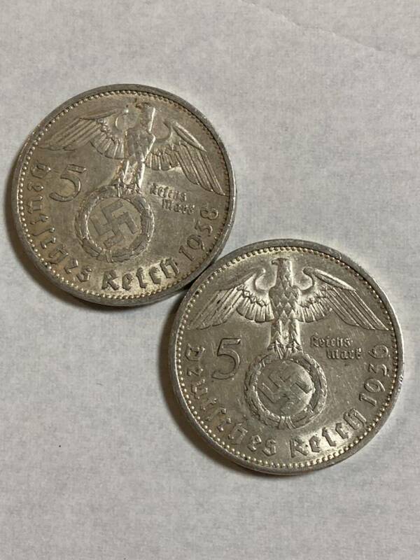 3 第三帝国　5マルク　銀貨　2枚　極美品
