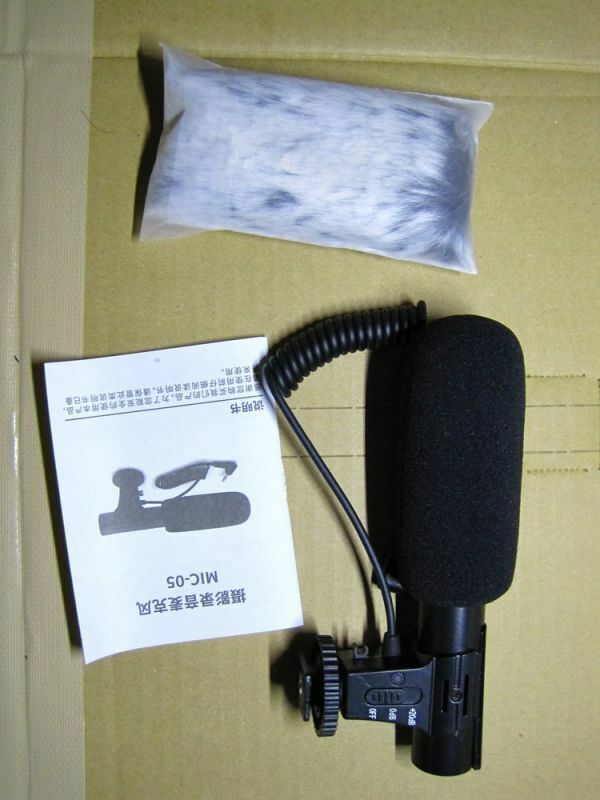 Tikysky　DSLR用マイク ウィンド スクリーン付き 3.5mm ジャック マイク 防風 カバー付き ブラック　美品