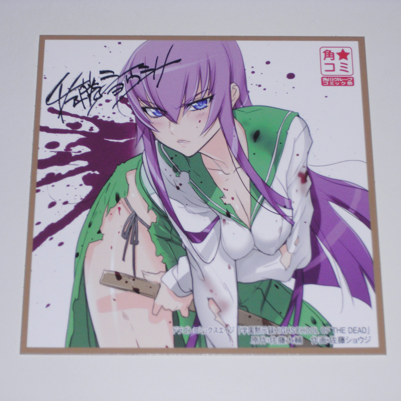 学園黙示録HIGHSCHOOL OF THE DEAD 佐藤ショウジ 非売品ミニ色紙 角コミ 2011夏 角川グループコミック祭 【送料無料】 【送料無料】