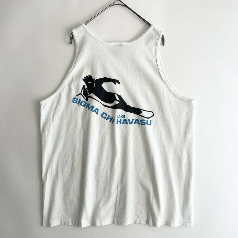 USA製 90s VINRAGE TANKTOP size/XL (c) オニータ プリント タンクトップ ノースリーブシャツ 丸胴 シングルステッチ ホワイト アメリカ製