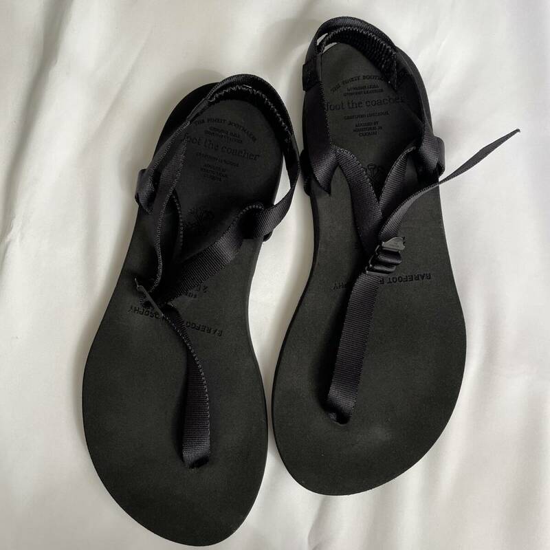 【美品】foot the coacher -BAREFOOT SANDALS (THICK SOLE)- size/25.0-25.5 フットザコーチャー ベアフットサンダル ブラック 黒