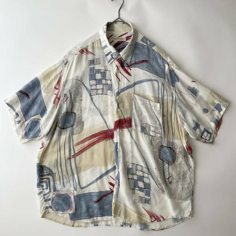 80s VINTAGE SHIRT -YVES DORSEY- (iy) フランス古着 オーバーサイズ シャツ 半袖 アート 総柄 ビッグシルエット ヴィンテージ FRENCE