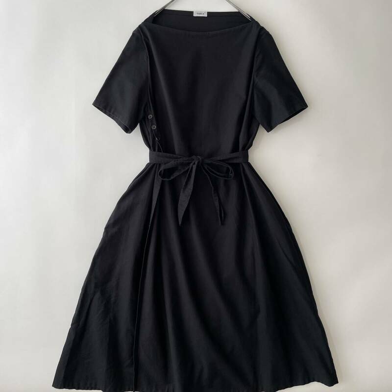 YAECA size/S ヤエカ ラップ ワンピース ドレス 半袖 ショートスリーブ ブラック 黒 無地 日本製 JAPAN DRESS S/S
