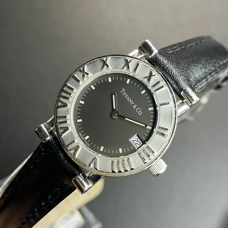 【良品 確実正規品】ティファニー 腕時計 アトラス ラウンド ブラック 可動品 Tiffany 【2403Ti2】