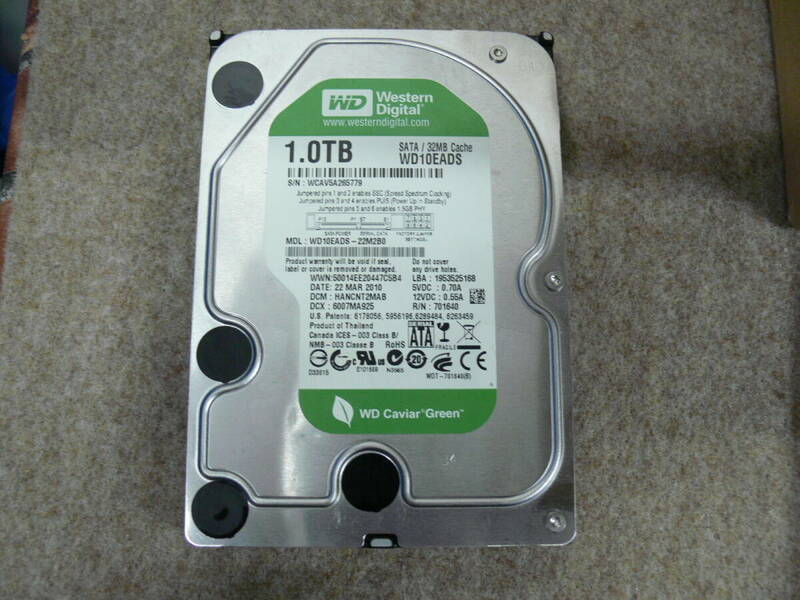 【ジャンク品】WesternDigital WD10EADS (3.5inch SATA 1TB 5400rpm)