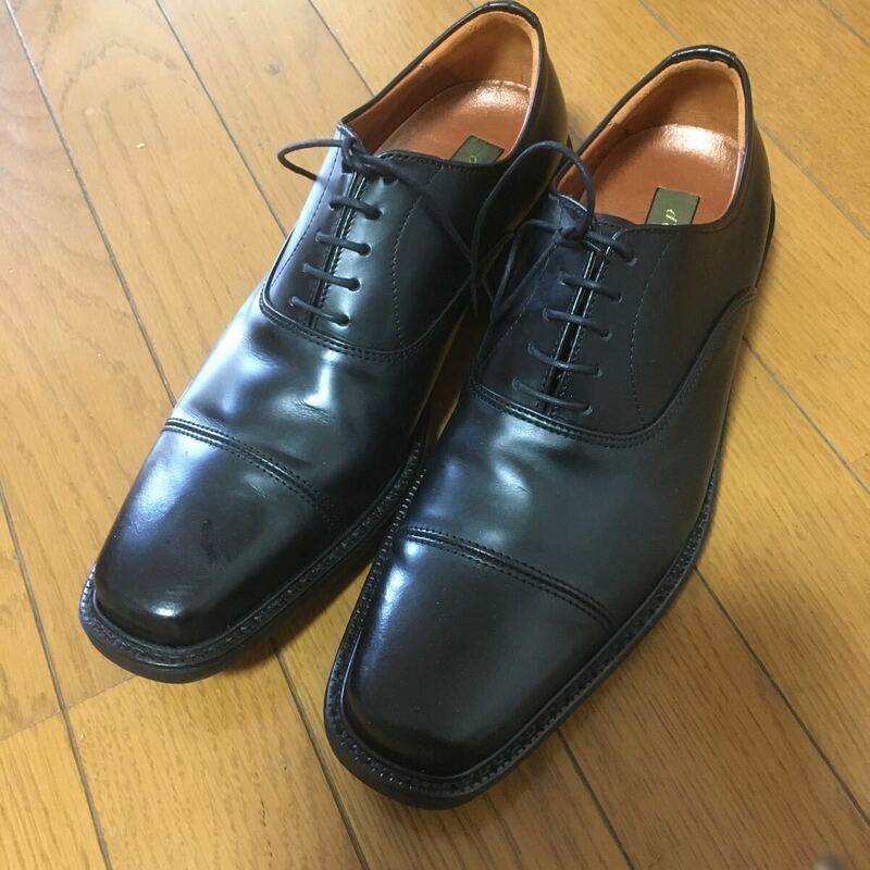 日本製 designo★24cm レザーレースアップシューズ メンズ 黒 本革 本皮 革靴 中古品 美品