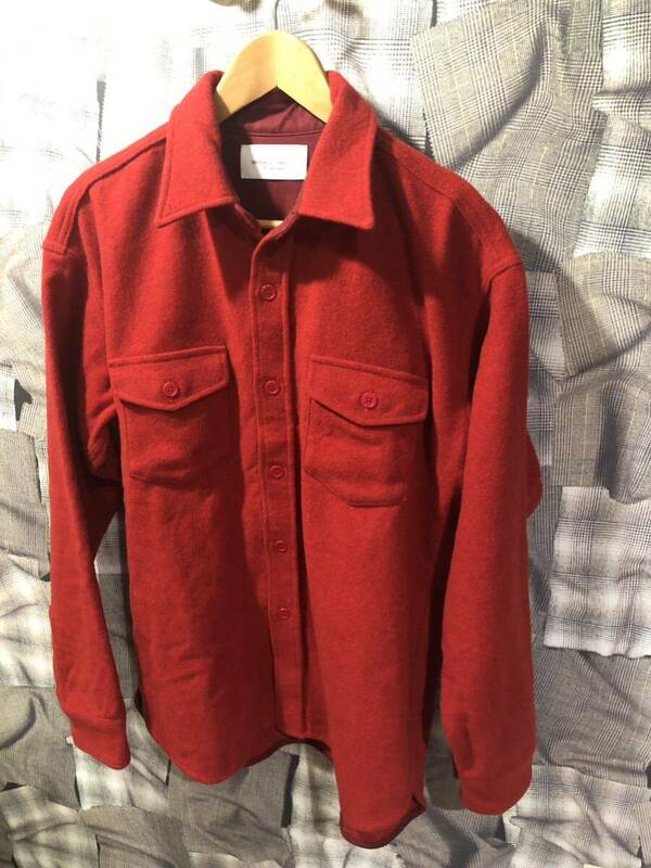 UNUSED アンユーズド 21AW Wool Oversized Work Shirt 長袖シャツ US2084 サイズ1 レッド