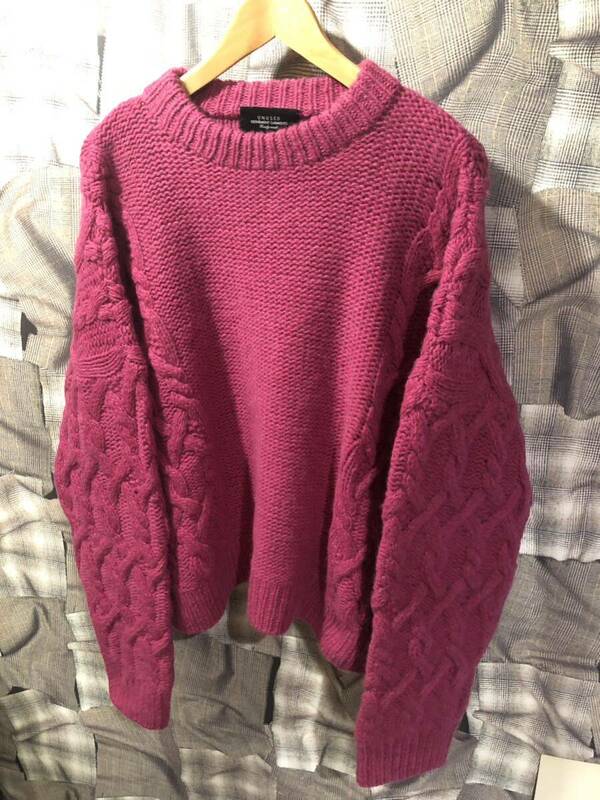 定価52800円 UNUSED アンユーズド 21AW Hand knit sweater ニット セーター US2082 サイズ1 パープル　FK