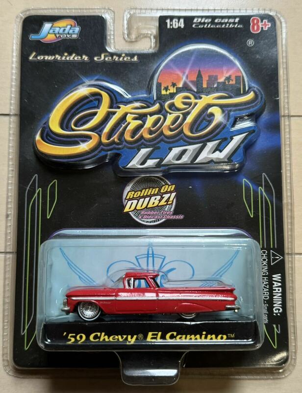 希少 1/64 赤 ☆ Jada Toys Lowrider Series Street Low '59 1959 Chevy El Camino エルカミーノ ミニカー 完売 シボレー トラック