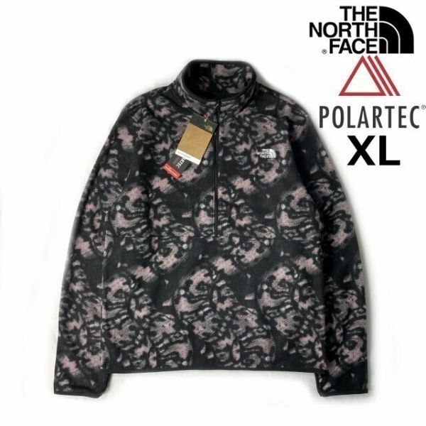 売切り【正規新品】THE NORTH FACE ALPINE POLARTEC 100 1/2 ZIP フリース 軽量 US限定 ポーラテック(XL)グレー 総柄 181024-35