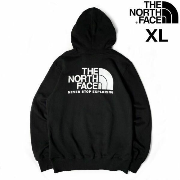 売切り【正規新品】THE NORTH FACE◆THROWBACK HOODIE パーカー スウェット US限定 裏起毛 男女兼用 ハーフドームロゴ(XL)黒181130-30