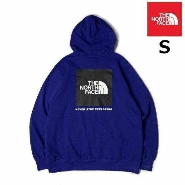 売切り【正規新品】THE NORTH FACE BOX NSE PULLOVER HOODIE パーカー US限定 バックプリント 裏起毛 男女兼用 登山(S)青 181130-30