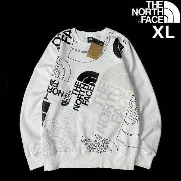 売切り【正規新品】THE NORTH FACE◆GRAPHIC INJECTION CREW プルオーバー トレーナー US限定 レア グラフィック(XL)白 181130-28