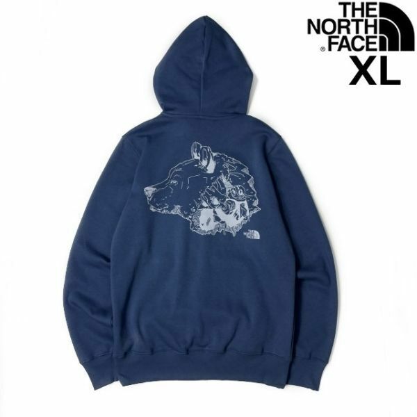 売切り【正規新品】THE NORTH FACE◆TNF BEAR PULLOVER HOODIE パーカー US限定 グラフィック ベアー クマ 裏起毛(XL)青 181130-33