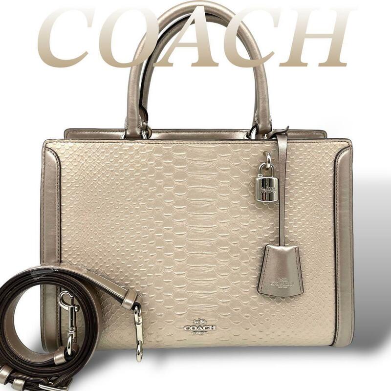 COACH レアモデル 2way パイソン柄 自立 ハンドバッグ 6323